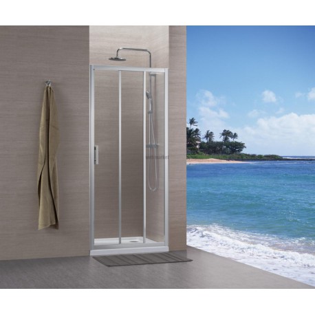 Paroi de douche Concerto accès de face coulissant 3 vantaux L 80 x H 195 cm profilé argent brillant verre transparent