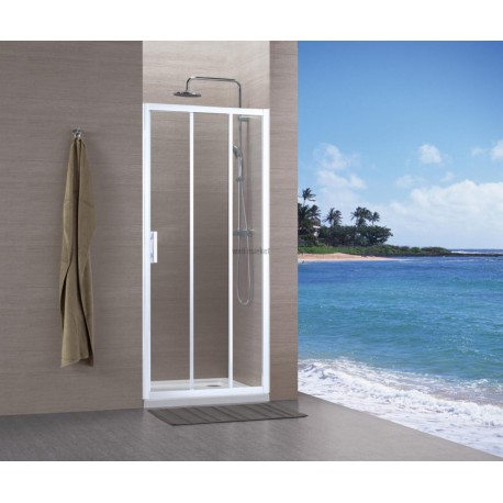 Paroi de douche Concerto accès de face coulissant 3 vantaux L 90 x H 195 cm profilé blanc verre transparent