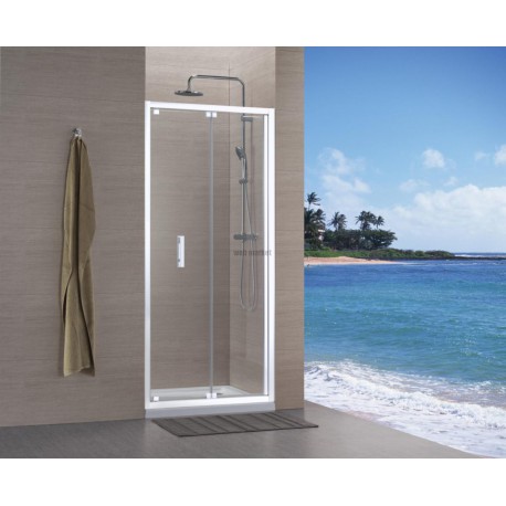 Paroi de douche Concerto accès de face escamotable L 80 x H 195 cm profilé blanc verre transparent