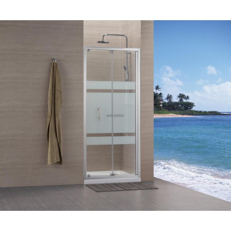 Paroi de douche Concerto accès de face escamotable L 80 x H 195 cm profilé argent brillant verre sérigraphié