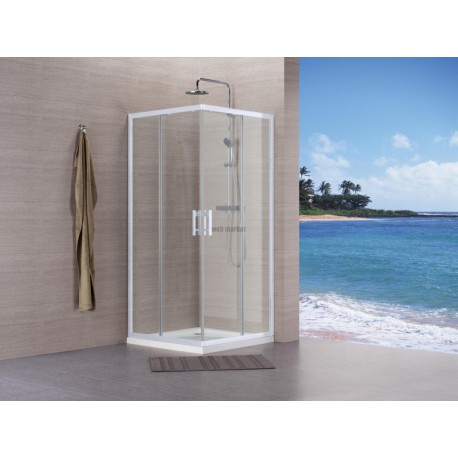 Paroi de douche Concerto accès d angle coulissant L 70 x H 195 cm profilé blanc verre transparent