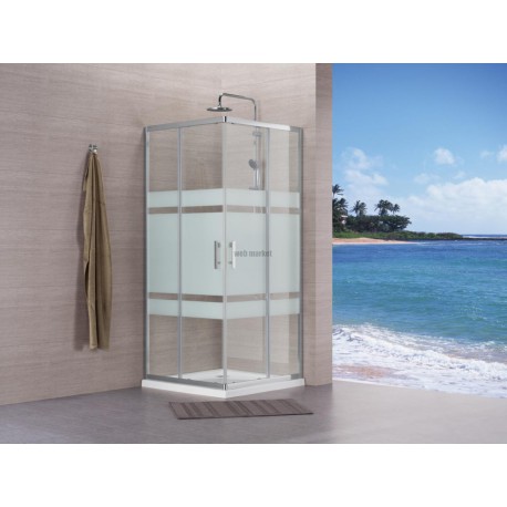 Paroi de douche Concerto accès d angle coulissant L 70 x H 195 cm profilé argent brillant verre sérigraphié