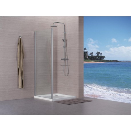 Paroi de douche Concerto retour fixe L 70 x H 195 cm profilé argent brillant verre transparent