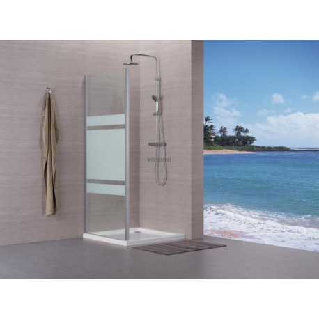 Paroi de douche Concerto retour fixe L 80 x H 195 cm profilé argent brillant verre sérigraphié