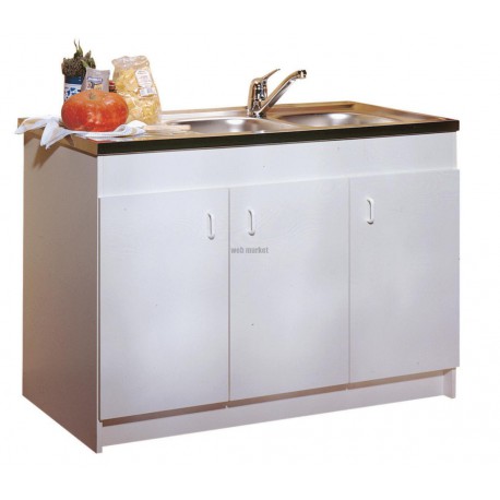 Sous-évier PROGRES NF mélaminé blanc. 3 Portes réf. S10N03120