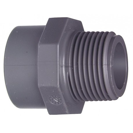 Embout égal fileté mâle 3/4 -25 pvc-u avec emboiture pour collage métrique réf. 721910707