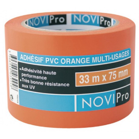 Ruban adhésif PVC plastifié - orange - Novipro - longueur 33 m - largeur 75 mm