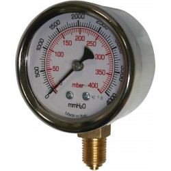 Manomètre diamètre 63mm 0 à 0,06 bar-capsule boitier acier chromé classe 1.6 sec raccord vertical 8x13 en laiton Réf 6183RV39D