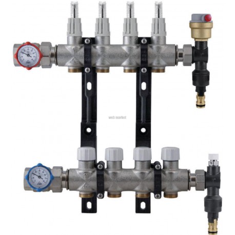 Kit collecteur laiton et polymère avec débit-mètre 5 voies 26x34 réf 20310620
