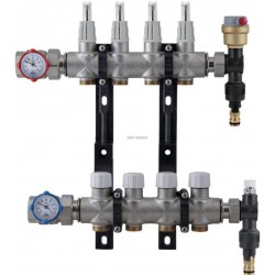 Kit collecteur laiton et polymère avec débit-mètre 3 voies 26x34 réf 20290620