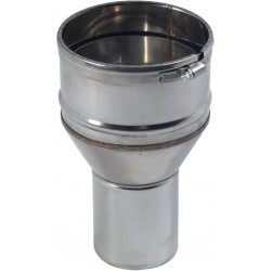 Raccord inox poêle diamètre 180 mm tubage flexibe 180 / 186 avec bagues à griffes réf. 123183