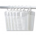 Rideau de douche avec 12 mousquetons plastique, hauteur 2 m, largeur 1,80 m, PVC blanc réf. 1386