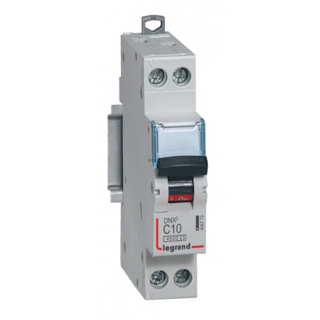 Disjoncteur DNX³ 4500 - vis/vis - U+N 230V~ 10A - 4,5kA - courbe C - 1 mod - Ref.406773