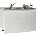 Sous-évier SIM CLIP sur pieds réglables NF. avec plinthe clipsable. mélaminé blanc. 3 Portes réf. S11N13120