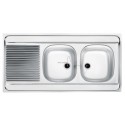Evier inox DEKOR à poser MAL 721 réversible 2 cuves 1 égouttoir 120 x 60 cm vidage manuel réf. 30769