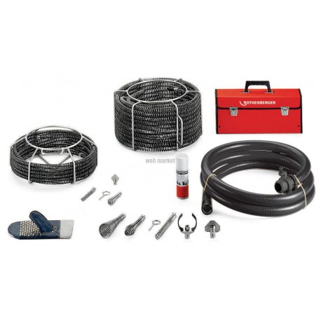 Déboucheur avec ensemble flexible et accessoires 16 et 22 mmm R 600 diamètre : 20 à 150