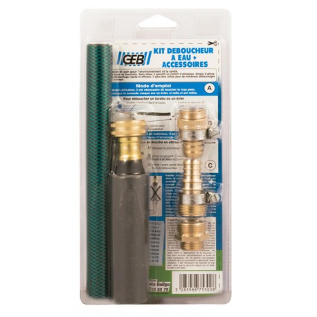 Déboucheur manuel à eau kit petite taille - diamètres 32-40 mm + accessoires