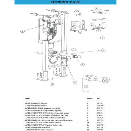 SAV Bati Concerto Platine Fixation Pipe - Platine Fixation Pipe