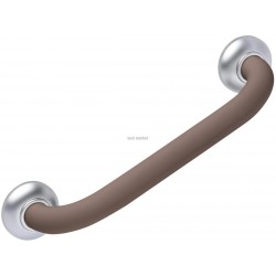 Barre d appui droite SOFT 30cm, tube en aluminium D30mm, cache-fixations chrome satin, embases résine de synthèse, époxy taup