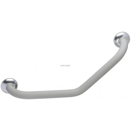 Barre à 135° SOFT symétrique 26.5 x 26.5 m m tube en aluminium diamètre 30 mm cache-fixations chromé satin embases résine de