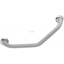 Barre à 135° SOFT symétrique 26.5 x 26.5 m m tube en aluminium diamètre 30 mm cache-fixations chromé satin embases résine de