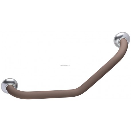 Barre à 135° symétrique SOFT 26.5 x 26.5 m m tube en aluminium diamètre 30 mm cache-fixations chromé satin embases résine de