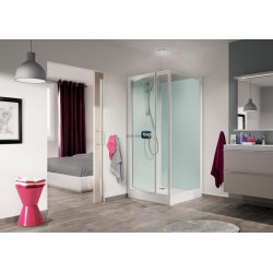 Cabine de douche Kineprime glass 90 pivotant receveur bas thermostatique réf. CA722TTN