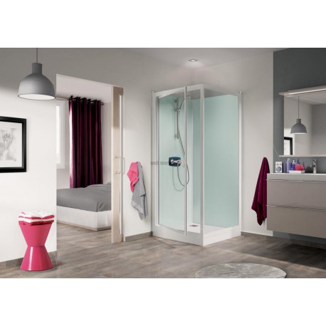 Cabine de douche Kineprime glass 90 pivotant receveur bas thermostatique réf. CA722TTN