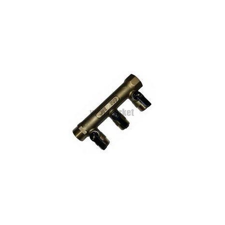 Collecteur mf 20x27 entraxe 50mm 3 derivations mini-vannes integrees male 15X21 réf 9581B