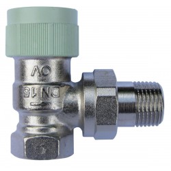 Corps de robinet équerre 12 X 17 RFV 9 à encombrements réduits et préréglage progressif (capuchon de protection vert clair) r