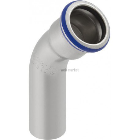 Coude 45 degrés avec extrémité à emboîterD18mminox réf 30703