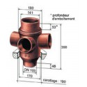Culotte chute unique 180° à 2 piquages SMU® S - fonte brun-rouge - Ø 100 mm