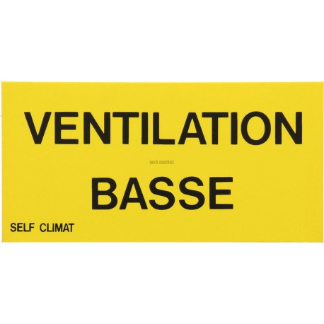 Etiquette non autocollante Ventilation basse 150x75mm Réf 215265