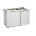 Meuble bas CLASSIK 140 cm 2 portes avec niche pour réfrigérateur 55 cm