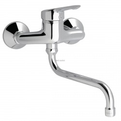 Mitigeur de lavabo mural OKYRIS 2 CLINIC avec raccords excentriques et bec tube orientable, chromé réf. D2356AA