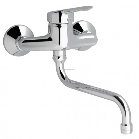 Mitigeur de lavabo mural OKYRIS 2 CLINIC avec raccords excentriques et bec tube orientable, chromé réf. D2356AA