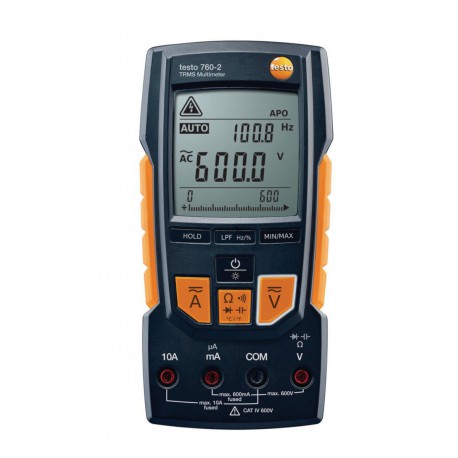 Multimètre TESTO 760 - 2 TRMS avec piles jeu de câbles de mesure adaptateur pour thermocouple K Réf 0590 7602