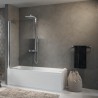 Pare baignoire Aurora 1 panneau pivotant 70x150 cm verre trempe transparent blanc épaisseur du verre 6mm réf AURORAN1701A
