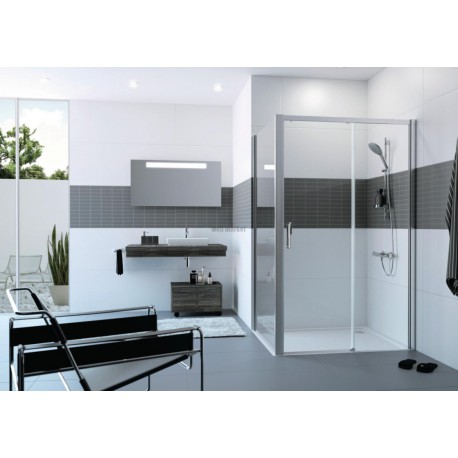 Paroi de douche en verre Classics 2 Easy entry paroi latérale pour porte coulissante réversible 95X11X214 chromé Réf. C25403069322