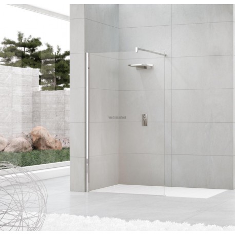 Paroi de douche Kuadra h 100 extensible 97-100 cm verre trempe transparent chrome réf KUADH1001K