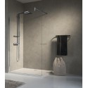 Paroi de douche LUNES H 80 cm extensible 77 cm à 78,5 cm, fixe, avec barre de renfort de 70 cm extensible jusqu à 100 cm, rév