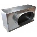 Plénum en acier avec piquage latéral pour grille de soufflage de 400x150mm piquage diamètre 200mm Réf PLSACI400X150