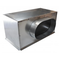 Plénum en acier avec piquage latéral pour grille de soufflage de 400x200mm piquage diamètre 200mm Réf PLSACI400X200