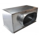 Plénum en acier avec piquage latéral pour grille de soufflage de 400x200mm piquage diamètre 200mm Réf PLSACI400X200