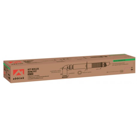 Terminal horizontal Rolux Renofit 60 / 100 avec coude 60 / 100 réf. 229411