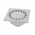 Siphon de cour à sortie verticale PVC gris clair 200x200 mm - Ø mâle 75 mm / Ø femelle 63 mm