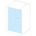 Paroi droite CONCERTO WALK 90 cm, hauteur 2 m, verre trempé 6 mm, traité anticalcaire, profilé argent satiné largeur 1,6 cm.