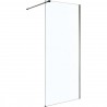 Paroi droite CONCERTO WALK 90 cm, hauteur 2 m, verre trempé 6 mm, traité anticalcaire, profilé argent satiné largeur 1,6 cm.