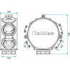 Caisson répartiteur PPE équipé d un piquage de diamètre 160 mm, d un piquage de diamètre 125 mm et de six piquages de diamètr