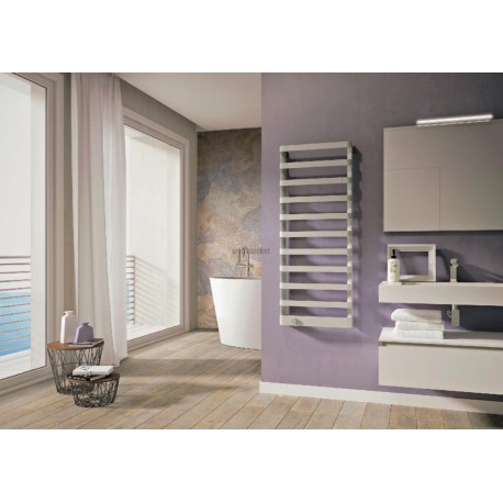 Radiateur sèche-serviettes STEP-E électrique aluminium gris perle 450 W Réf SEL050FL6